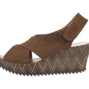Pedro Garcia Brown Platform Sandals with Zigzag Sole